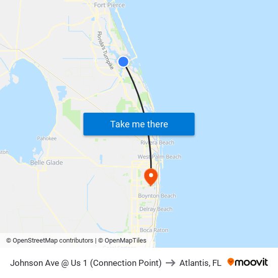 Johnson Ave @ Us 1 (Connection Point) to Atlantis, FL map