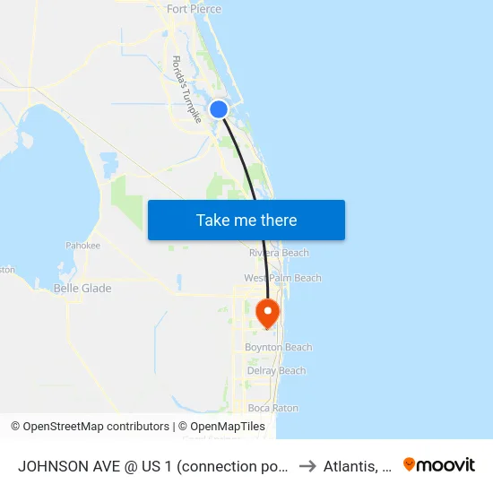 JOHNSON AVE @ US 1 (connection point) to Atlantis, FL map