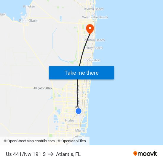 Us 441/Nw 191 S to Atlantis, FL map