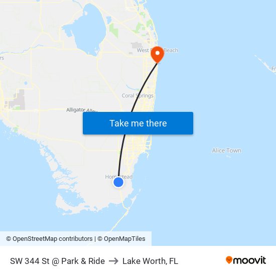 SW 344 St @ Park & Ride to Lake Worth, FL map