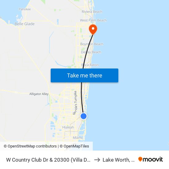 W Country Club Dr & 20300 (Villa Dora to Lake Worth, FL map