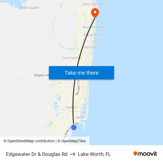 Edgewater Dr & Douglas Rd to Lake Worth, FL map