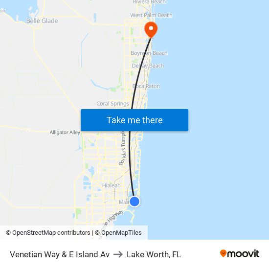 Venetian Way & E Island Av to Lake Worth, FL map