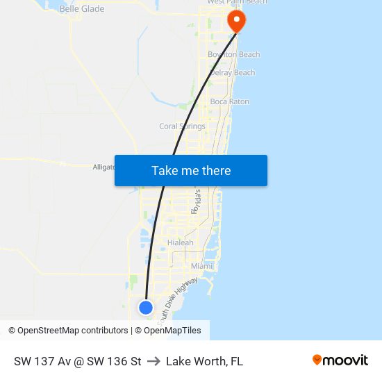 SW 137 Av @ SW 136 St to Lake Worth, FL map