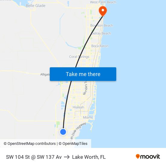 SW 104 St @ SW 137 Av to Lake Worth, FL map