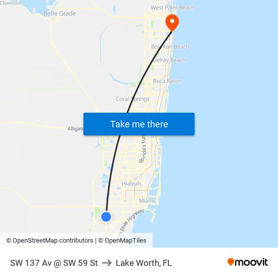 SW 137 Av @ SW 59 St to Lake Worth, FL map