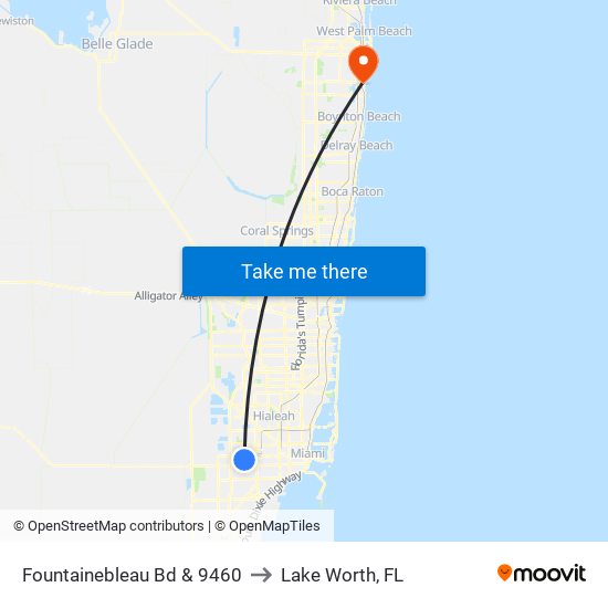 Fountainebleau Bd & 9460 to Lake Worth, FL map