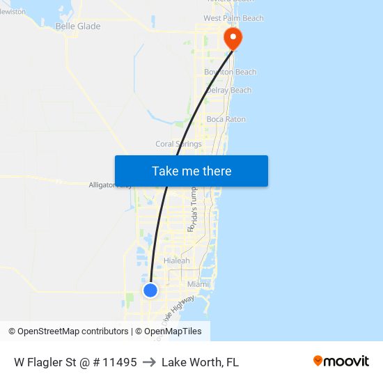 W Flagler St @ # 11495 to Lake Worth, FL map