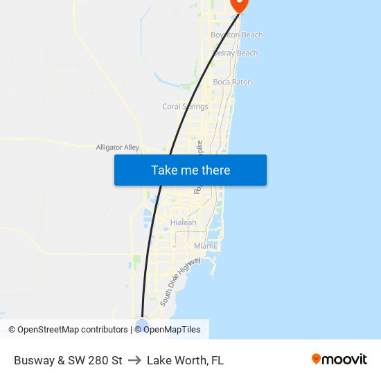 Busway & SW 280 St to Lake Worth, FL map