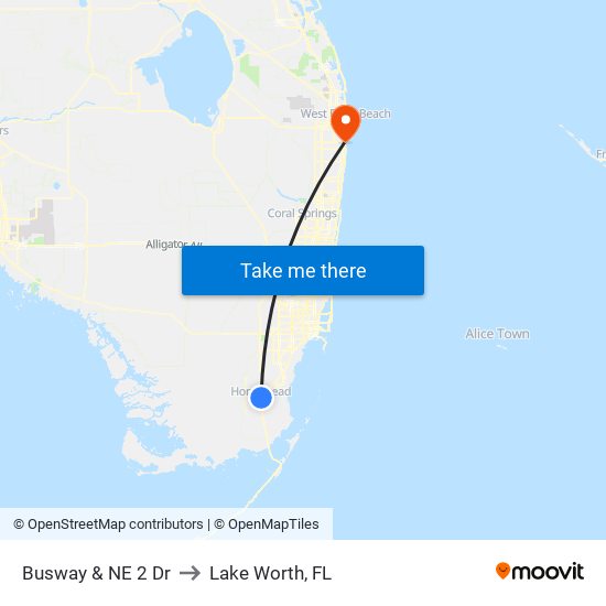 Busway & NE 2 Dr to Lake Worth, FL map
