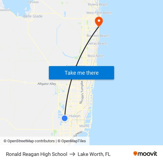 Ronald Reagan High School to Lake Worth, FL map