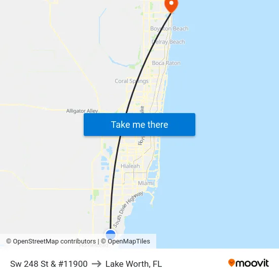 Sw 248 St & #11900 to Lake Worth, FL map