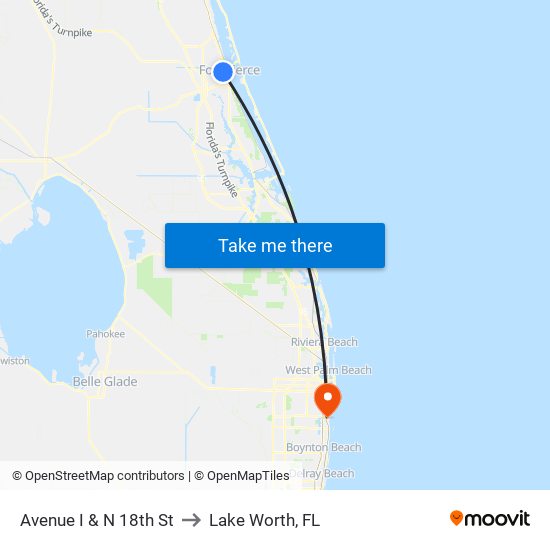 Avenue I & N 18th St to Lake Worth, FL map