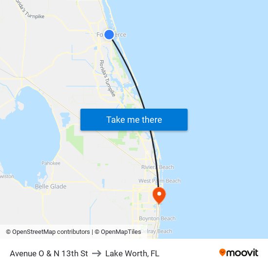 Avenue O & N 13th St to Lake Worth, FL map