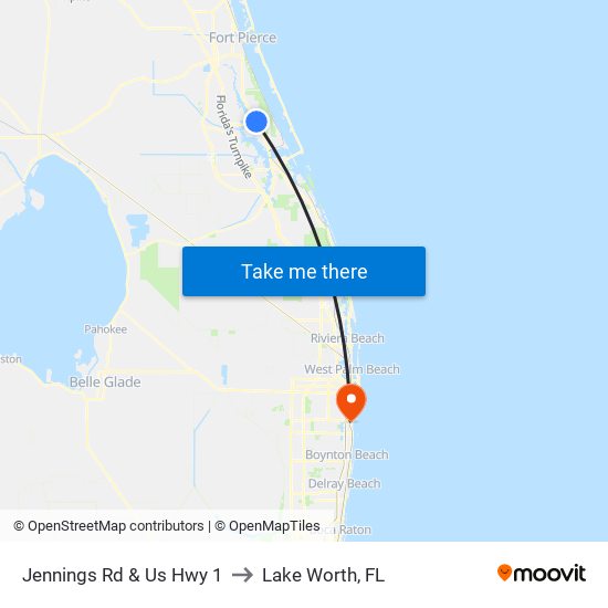 Jennings Rd & Us Hwy 1 to Lake Worth, FL map