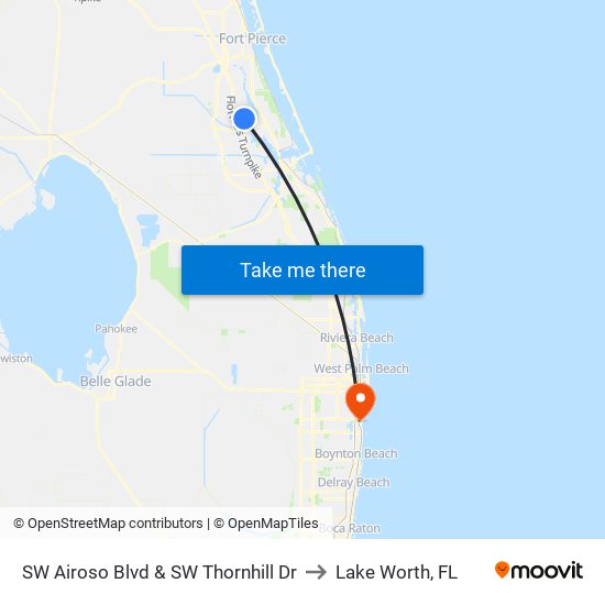 SW Airoso Blvd & SW Thornhill Dr to Lake Worth, FL map