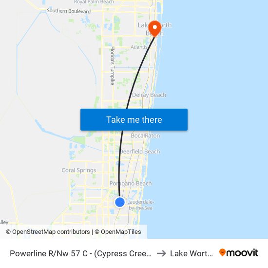 POWERLINE R/NW 57 C - (CYPRESS CREEK TRI-RAIL) to Lake Worth, FL map