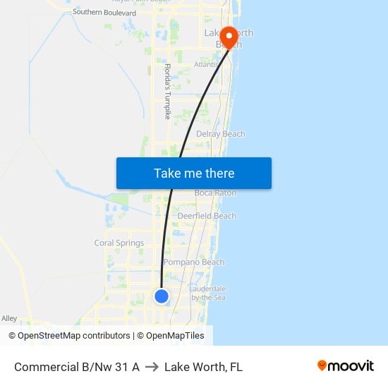 Commercial B/Nw 31 A to Lake Worth, FL map