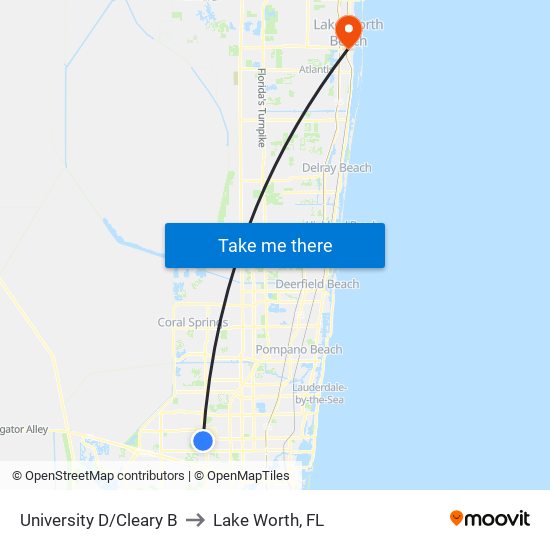 UNIVERSITY D/CLEARY B to Lake Worth, FL map