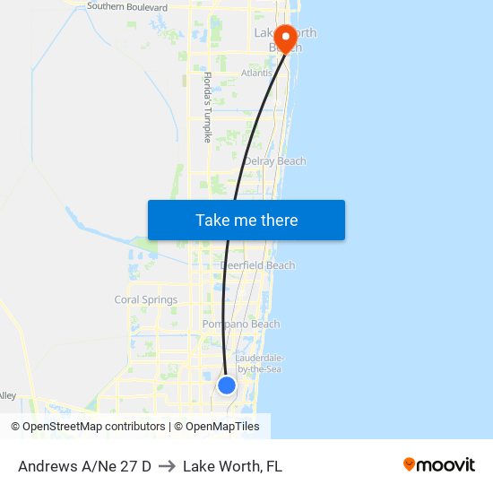 Andrews A/Ne 27 D to Lake Worth, FL map