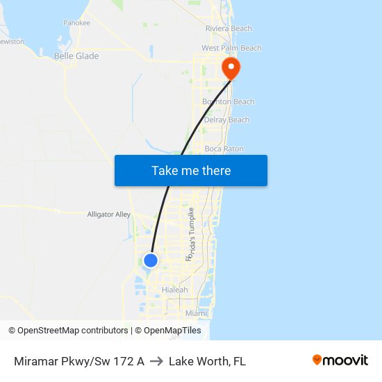 Miramar Pkwy/Sw 172 A to Lake Worth, FL map
