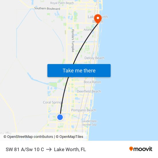 SW 81 A/Sw 10 C to Lake Worth, FL map