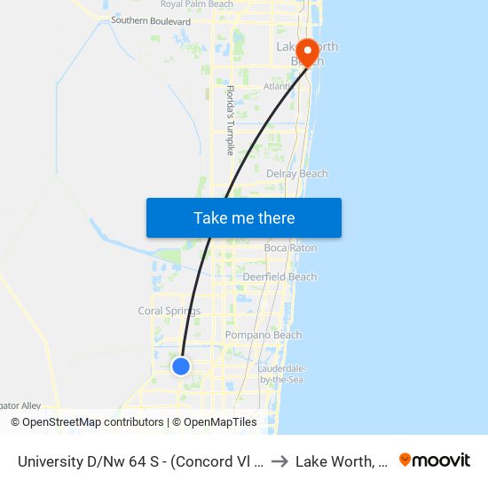 University D/Nw 64 S - (Concord Vl II) to Lake Worth, FL map