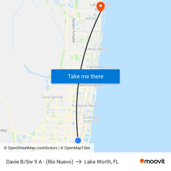 Davie B/Sw 9 A - (Rio Nuevo) to Lake Worth, FL map