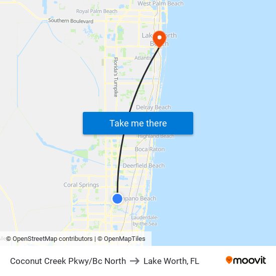Coconut Creek Pkwy/Bc North to Lake Worth, FL map