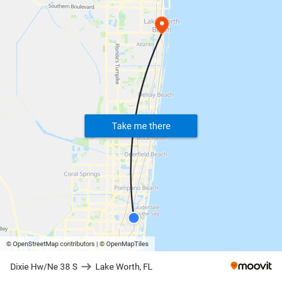 DIXIE HW/NE 38 S to Lake Worth, FL map