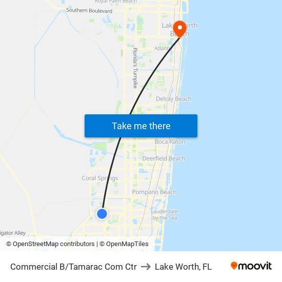 Commercial B/Tamarac Com Ctr to Lake Worth, FL map