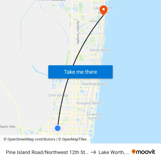 Pine Island Road/Northwest 12th Street to Lake Worth, FL map