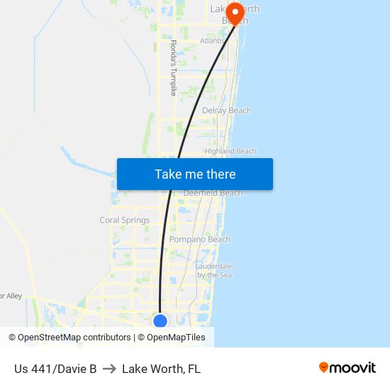 Us 441/Davie B to Lake Worth, FL map