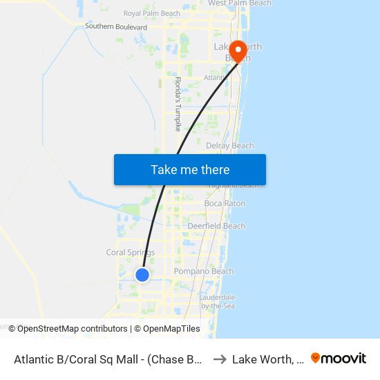 Atlantic B/Coral Sq Mall - (Chase Bank) to Lake Worth, FL map