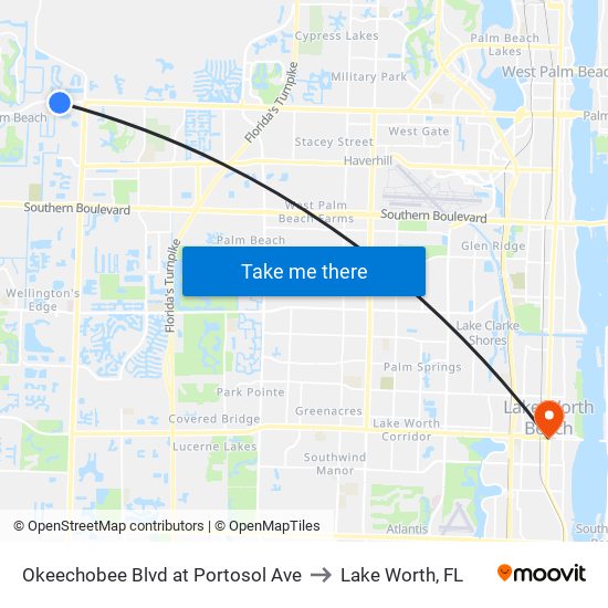 OKEECHOBEE BLVD at PORTOSOL AVE to Lake Worth, FL map