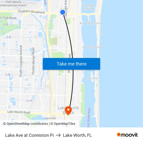 LAKE AVE at CONNISTON PI to Lake Worth, FL map