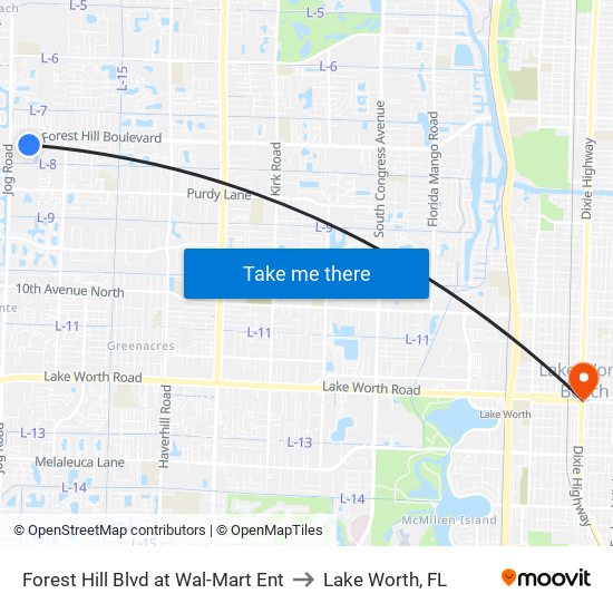Forest Hill Blvd at  Wal-Mart Ent to Lake Worth, FL map