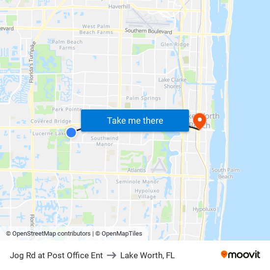 Jog Rd at  Post Office Ent to Lake Worth, FL map