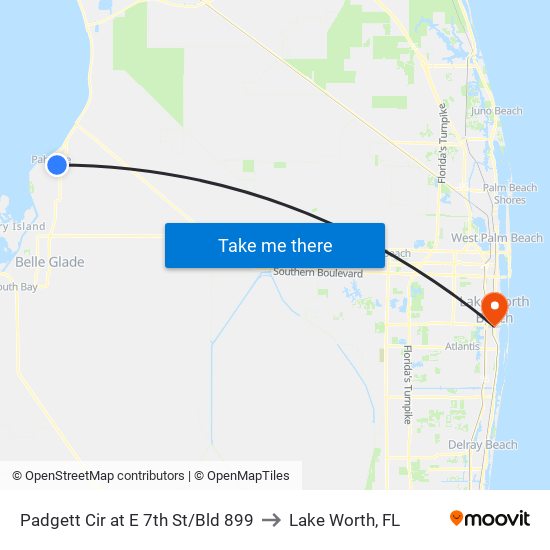 Padgett Cir at  E 7th St/Bld 899 to Lake Worth, FL map