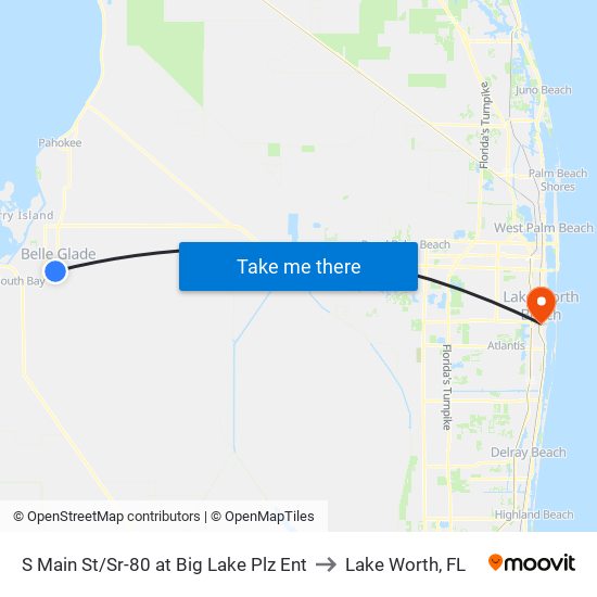 S Main St/Sr-80 at Big Lake Plz Ent to Lake Worth, FL map