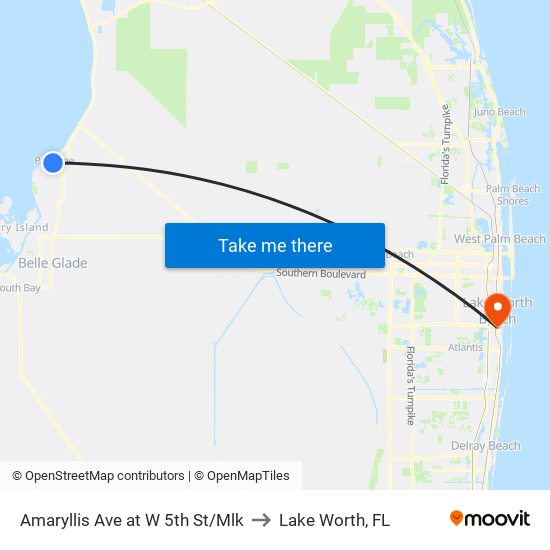 Amaryllis  Ave at W 5th St/Mlk to Lake Worth, FL map