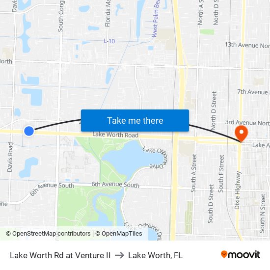 Lake Worth Rd at Venture II to Lake Worth, FL map
