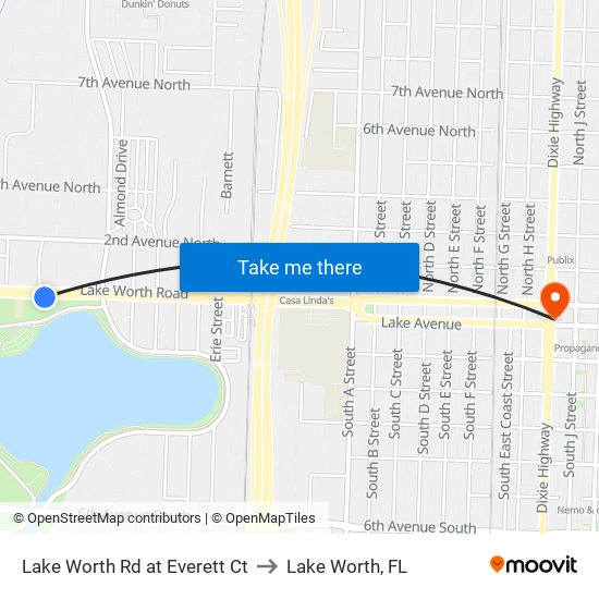 Lake Worth Rd at  Everett Ct to Lake Worth, FL map