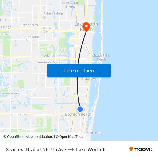 Seacrest Blvd at  NE 7th Ave to Lake Worth, FL map