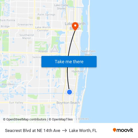 Seacrest Blvd at NE 14th Ave to Lake Worth, FL map