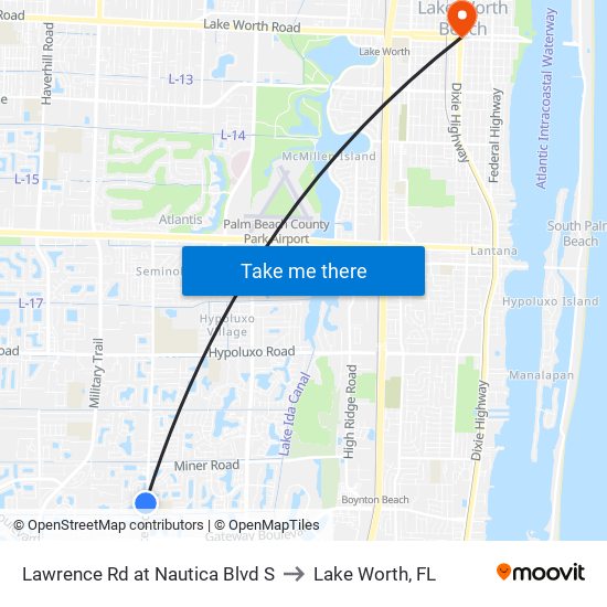 Lawrence Rd at  Nautica  Blvd S to Lake Worth, FL map