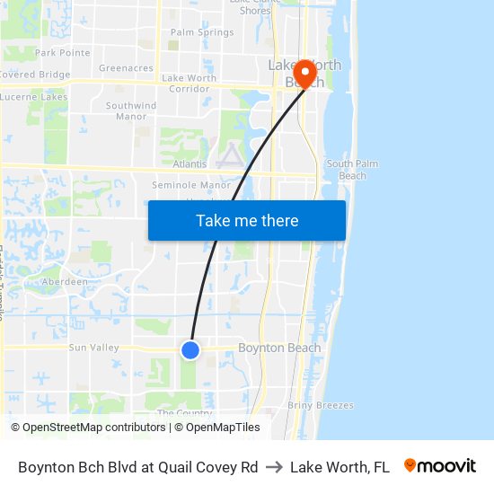 Boynton Bch Blvd at Quail Covey Rd to Lake Worth, FL map