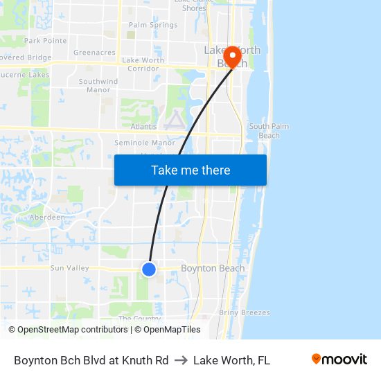 BOYNTON BCH BLVD at KNUTH RD to Lake Worth, FL map