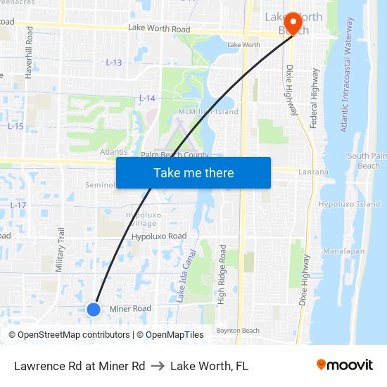 LAWRENCE RD at  MINER RD to Lake Worth, FL map