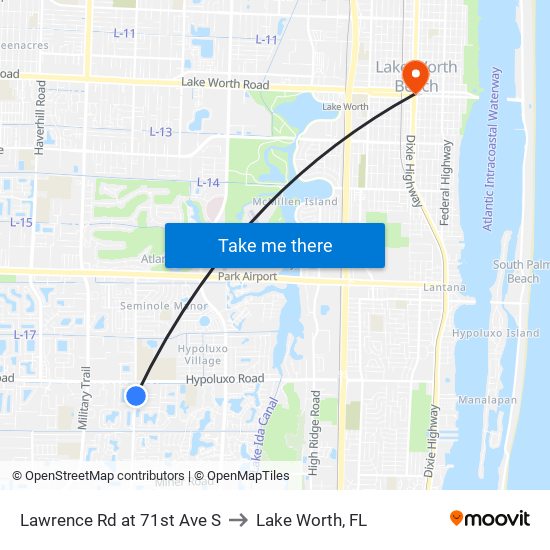 Lawrence Rd at  71st Ave S to Lake Worth, FL map